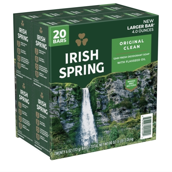Irish Spring Bar Soaps 4oz Bars Original Clean Deodorant Soap Lot Of 20 - New - Picture 3 of 9